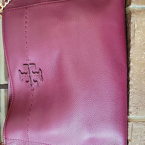 TORY BURCH Imperial Garnet McGraw Chain Slouchy Shoulder Tote - Picture 4 of 13